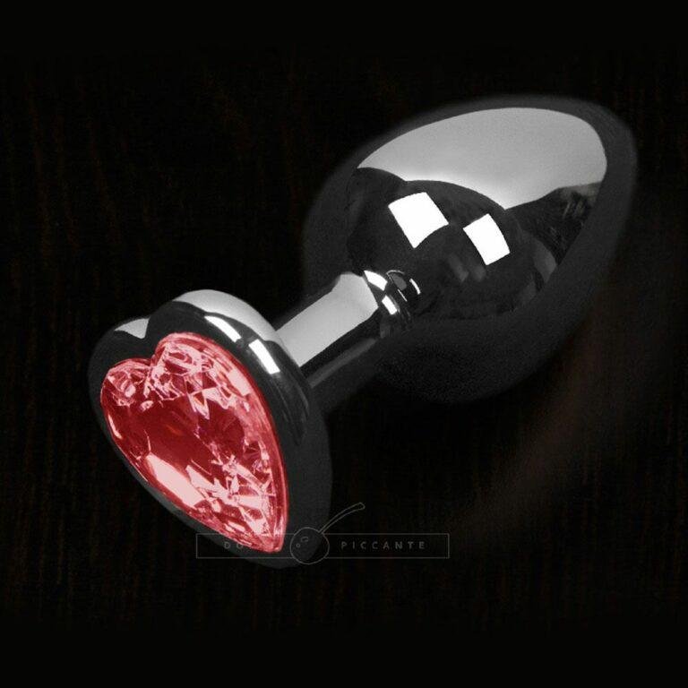 Dolce Piccante Silver Style Small Anal Plug Red Heart Gem