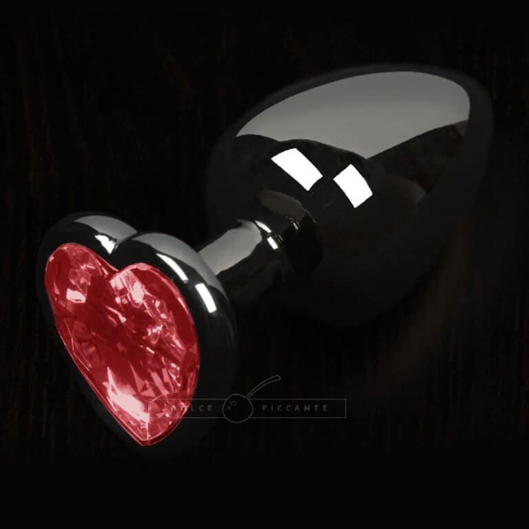 Dolce Piccante Graphite Style Small Anal Plug Red Heart Gem