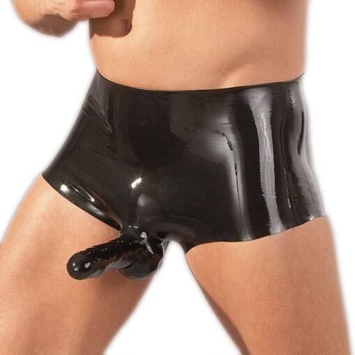 Latex Boxers With Penis Sleeve - Black