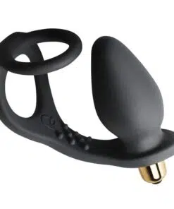 Rocks Off 7 Speed ROZen Cockring & Anal Plug Black