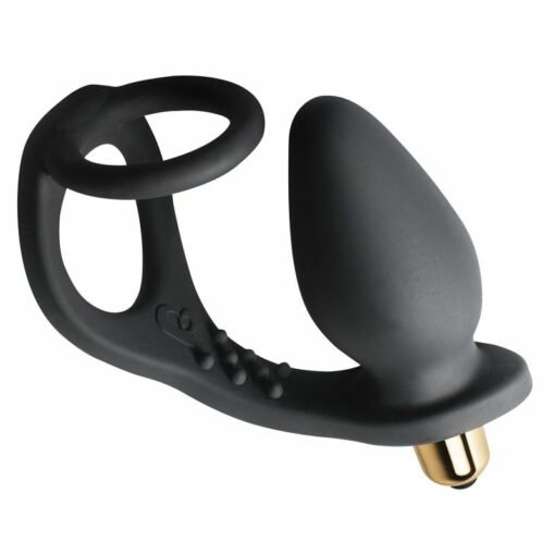 Rocks Off 7 Speed ROZen Cockring & Anal Plug Black