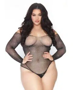 Leg Avenue Crystalized Long Sleeve Body Plus Size UK 18 to 22
