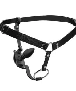 Strict Male Cock Ring Harness with Silicone Anal Plug