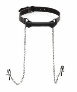Silicone Bit Gag with Nipple Clamps