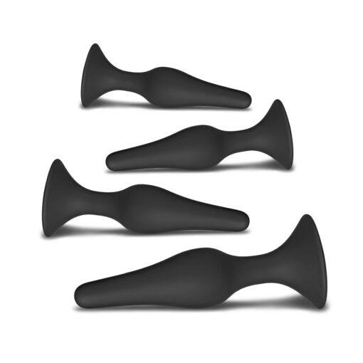 Set of Four Silicone Butt Plugs - Black - Image 2