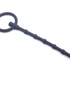 6 Inch Beaded Silicone Cum Thru Penis Plug with Ring