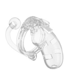 Man Cage 10 Male 3.5 Inch Clear Chastity Cage With Anal Plug
