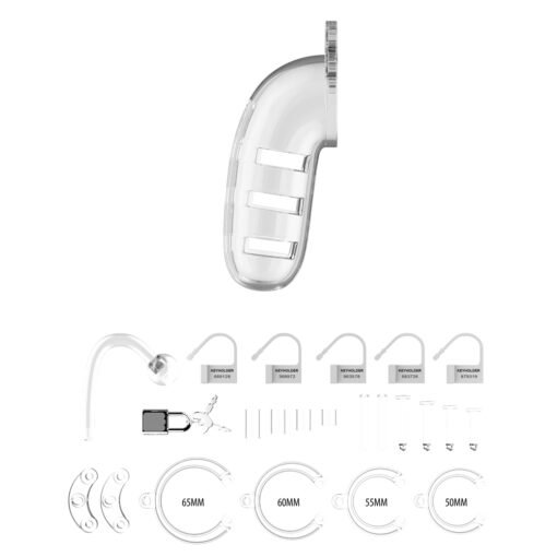 Man Cage 12 Male 5.5 Inch Clear Chastity Cage With Anal Plug - Image 4