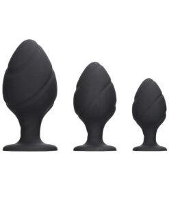 Ouch Silicone Swirled Butt Plug Set - Black