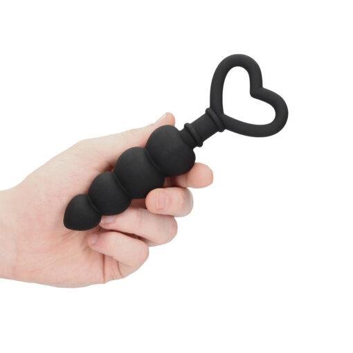 Ouch Silicone Anal Love Beads - Black - Image 2