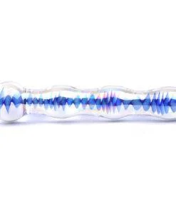 Blue Wavy Glass Dildo
