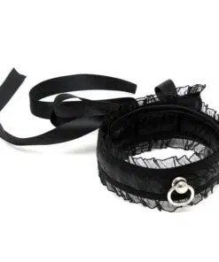 Satin Look Black Collar With O Ring