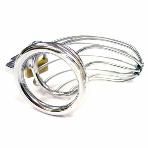 Rouge Stainless Steel Chasity Cock Cage With Padlock - Image 3