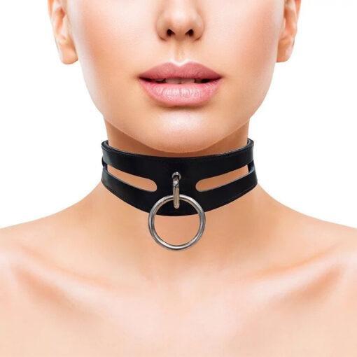 Rouge Garments Leather Fashion Bondage Collar - Black - Image 2