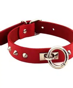 Rouge Garments Red Studded O-Ring Studded Collar