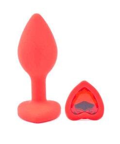 Small Heart Shaped Diamond Base Red Butt Plug