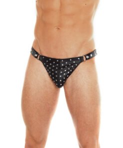 Black Leather Studded Brief