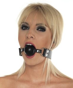 Leather Gag with Black Rubber Ball