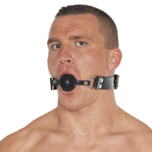 Leather Gag with Black Rubber Ball - Image 2