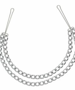 Silver Nipple Clamps with Double Chain